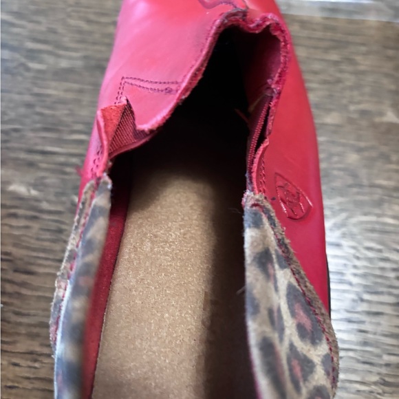 Ariat Red Leather Mule Clogs Leopard Heel Comfort Slip On Women 8B - Picture 8 of 10
